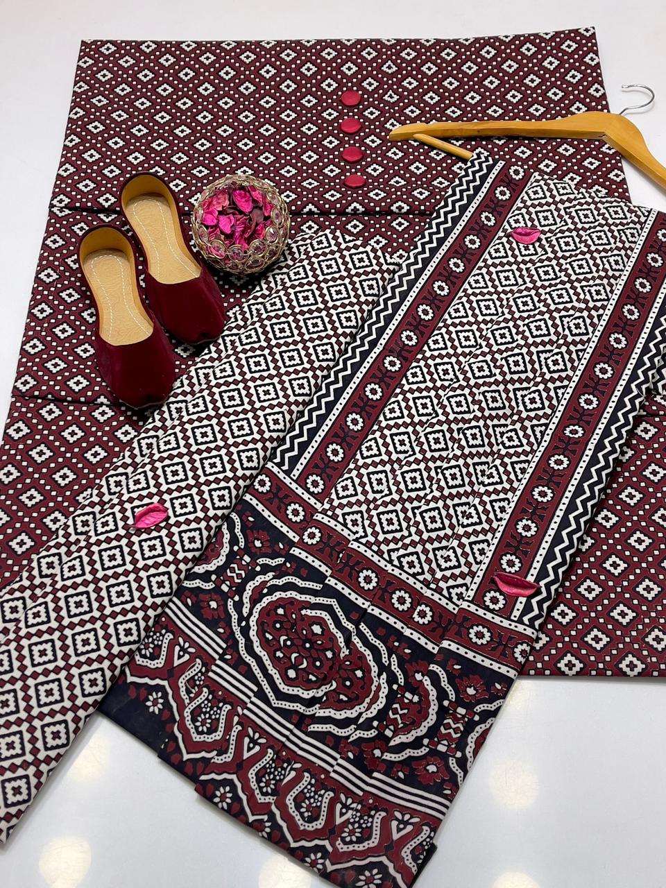 Traditional Ajrak 3pc suit